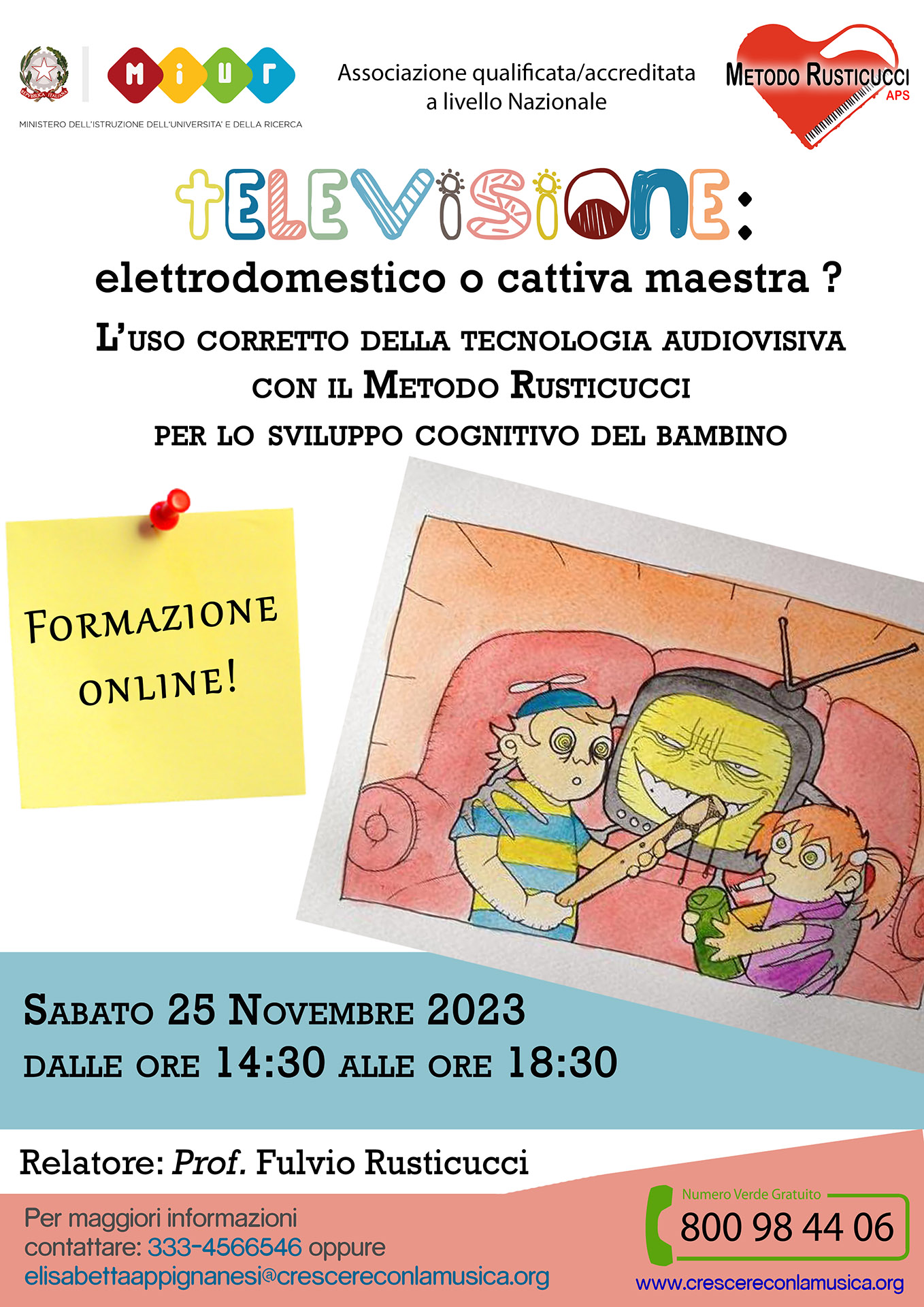 Formazione online: Televisione: elettrodomestico o cattiva maestra? – 25 novembre 2023