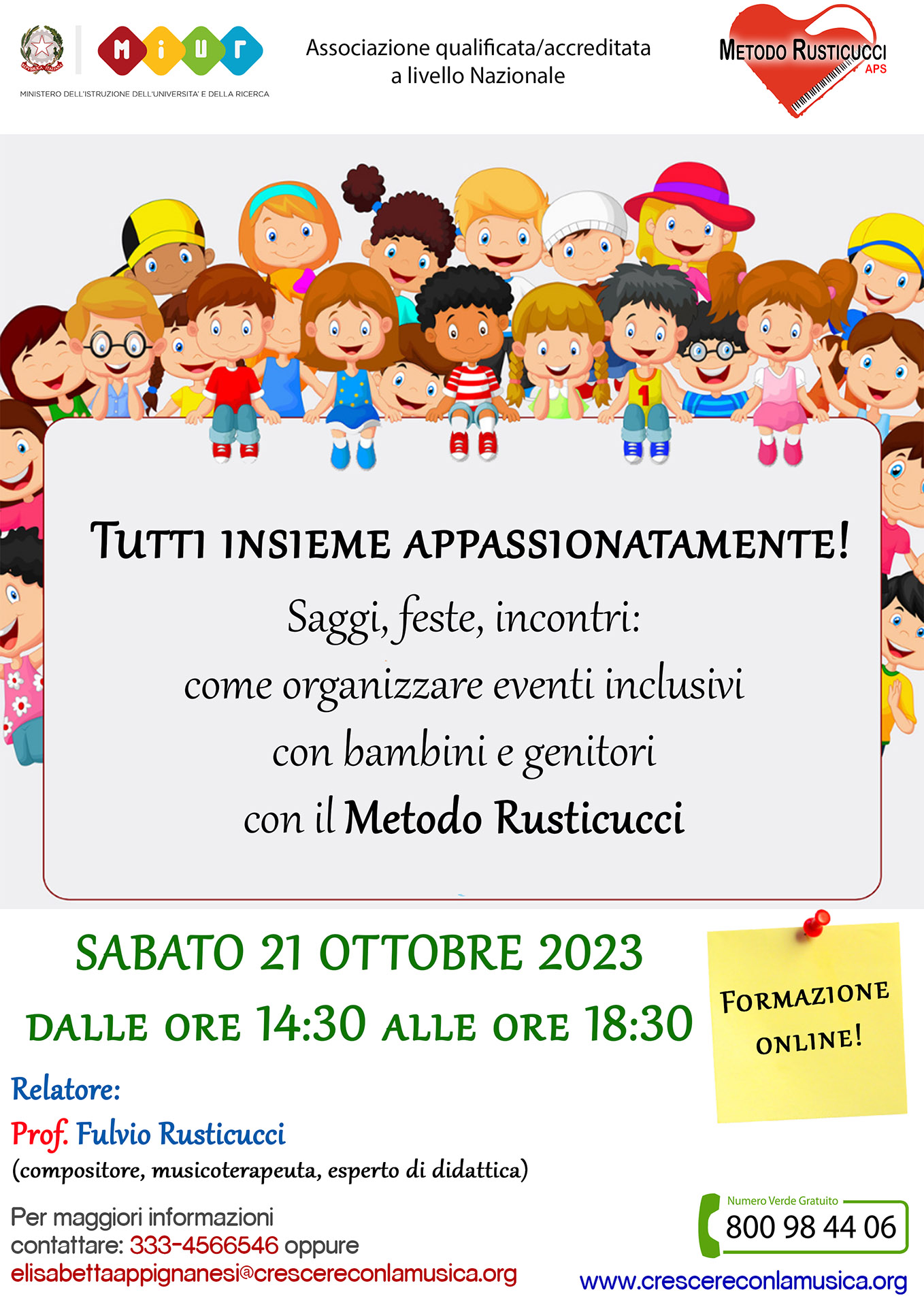 Formazione online: Tutti insieme appassionatamente! – 21 ottobre 2023