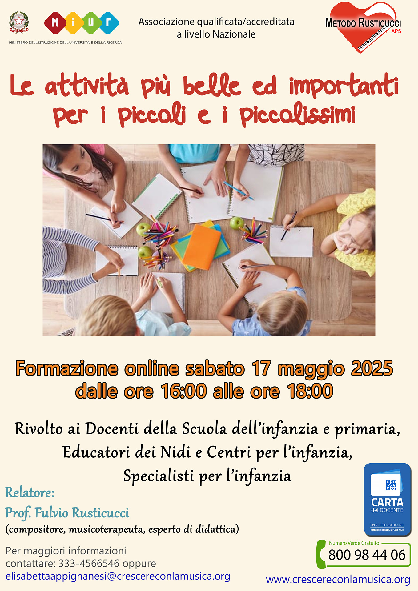Formazione online: Le attività più belle ed importanti per i piccoli e i piccolissimi – 17 maggio 2025