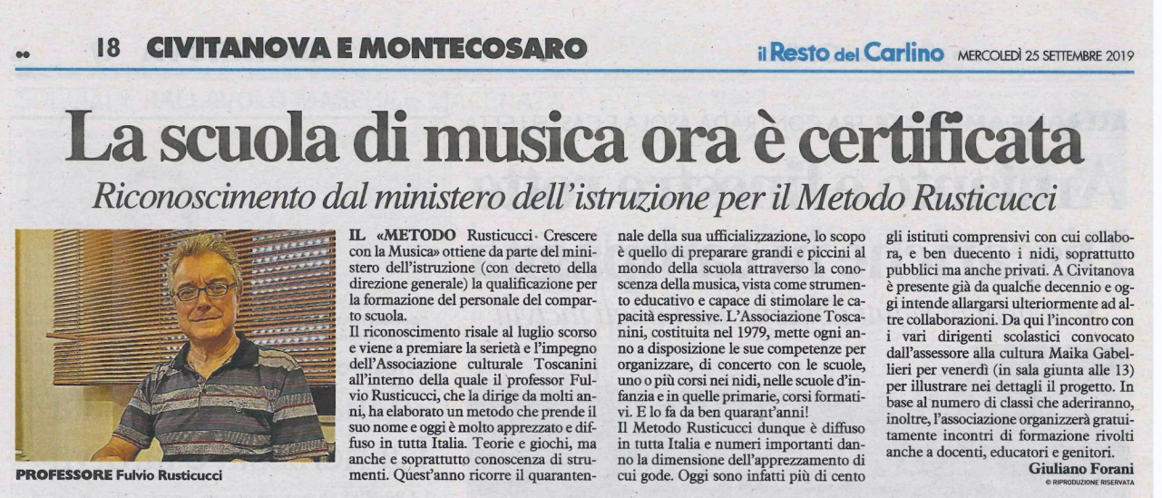 Certificazione MIUR Metodo Rusticucci APS