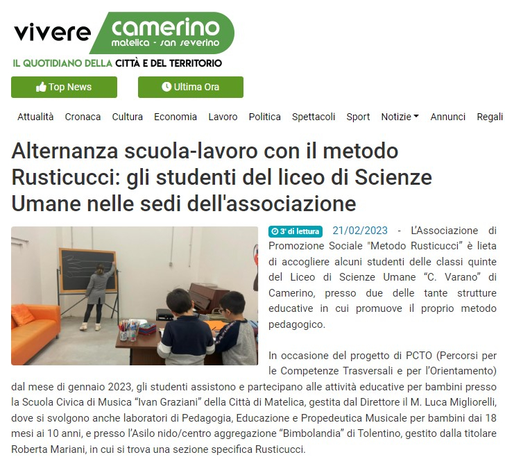 Alternanza scuola-lavoro con il metodo Rusticucci: gli studenti del liceo di Scienze Umane nelle sedi dell'associazione